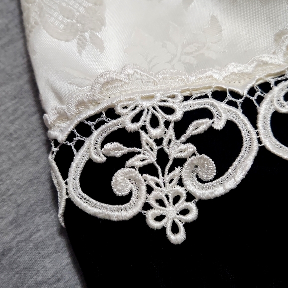 Vintage Jessica McClintock Puff Sleeve Velvet Lace Brocade Formal Midi Dress - Picture 9 of 15